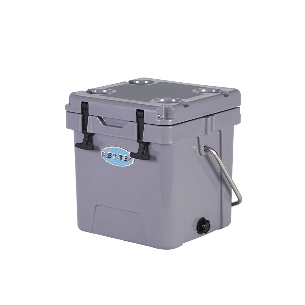 Icey-Tek 18 Litre Cube Cool Box With Handle - Steel Grey