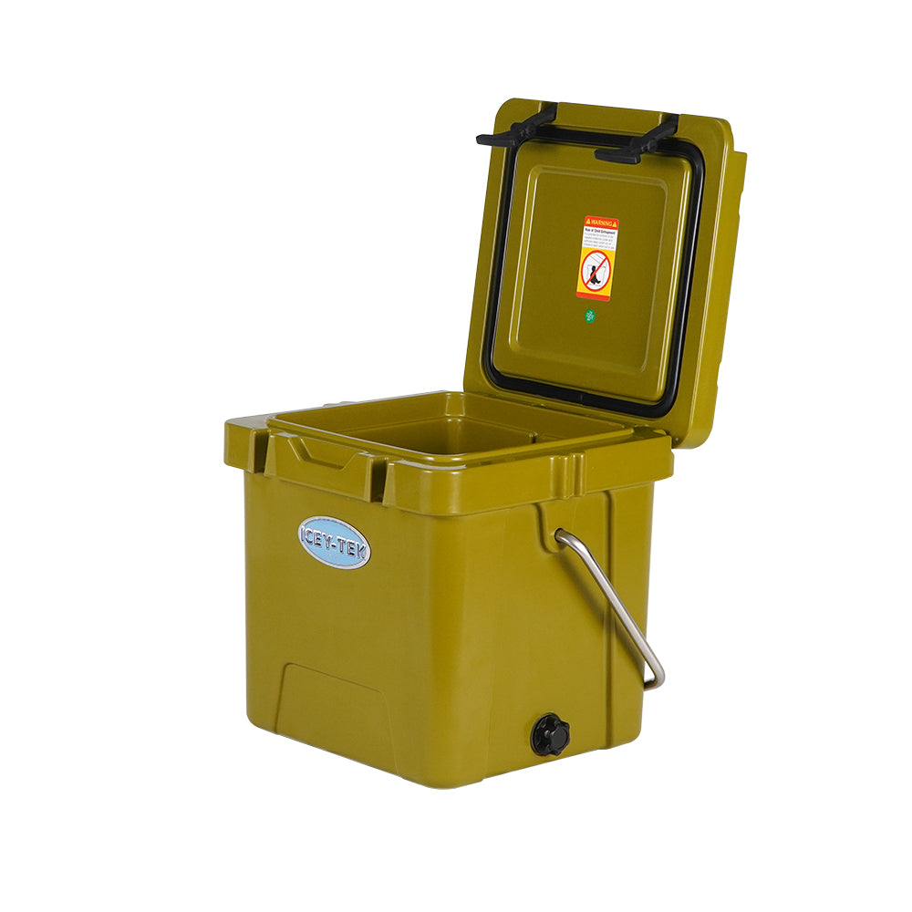 Icey-Tek 18 Litre Cube Cool Box With Handle - Army Green