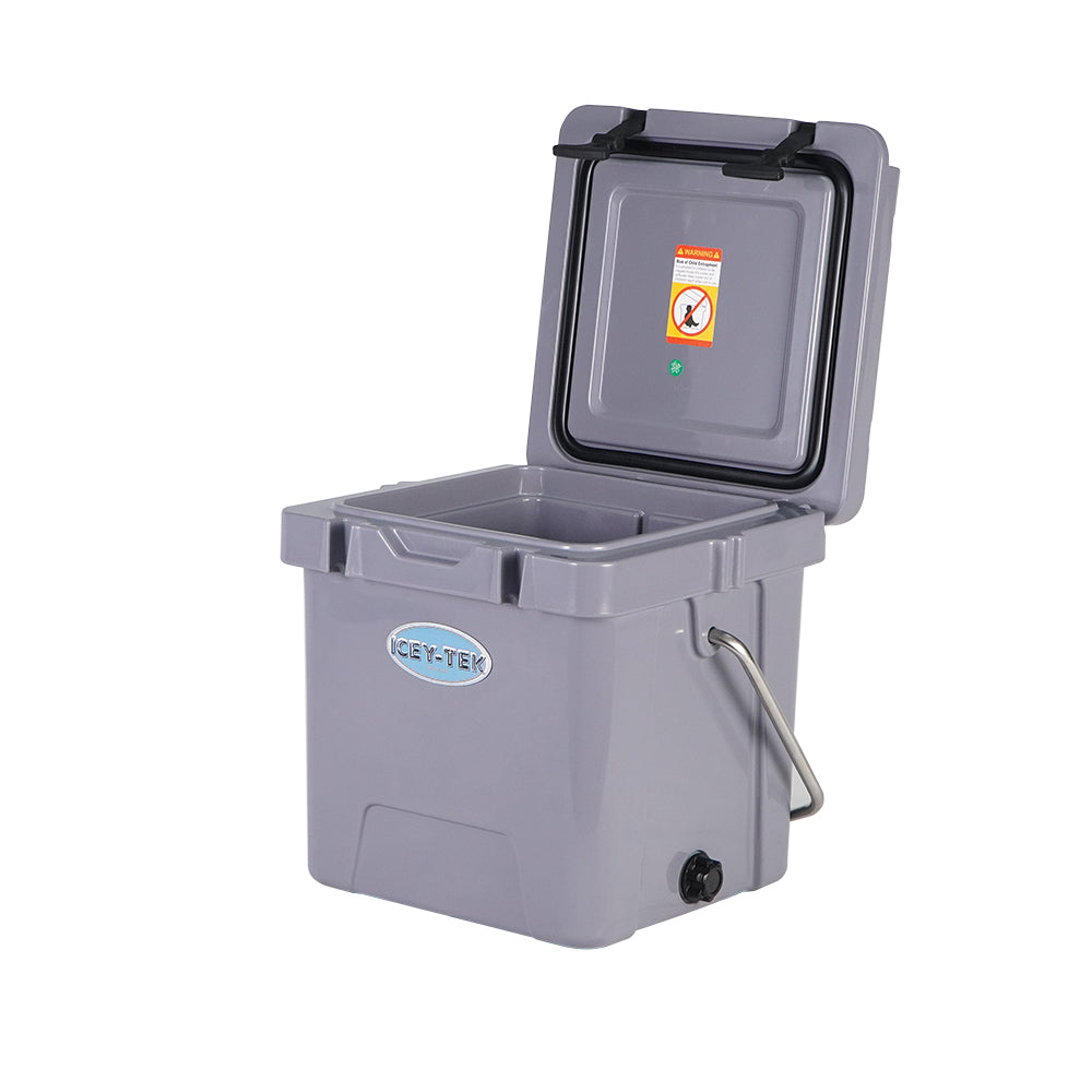 Icey-Tek 18 Litre Cube Cool Box With Handle - Steel Grey