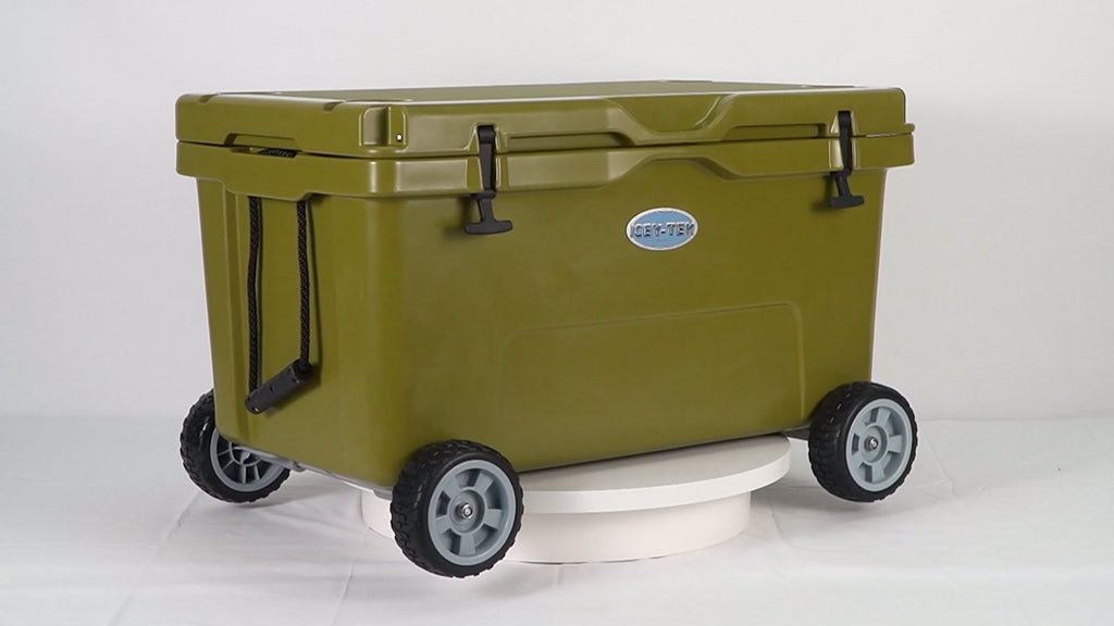 Icey-Tek 85 Litre Cool Box With Wheels - Army Green
