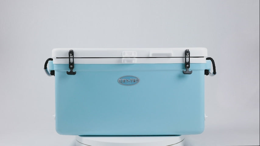 Icey-Tek 70 Litre Long Cool Box In Baby Blue + White