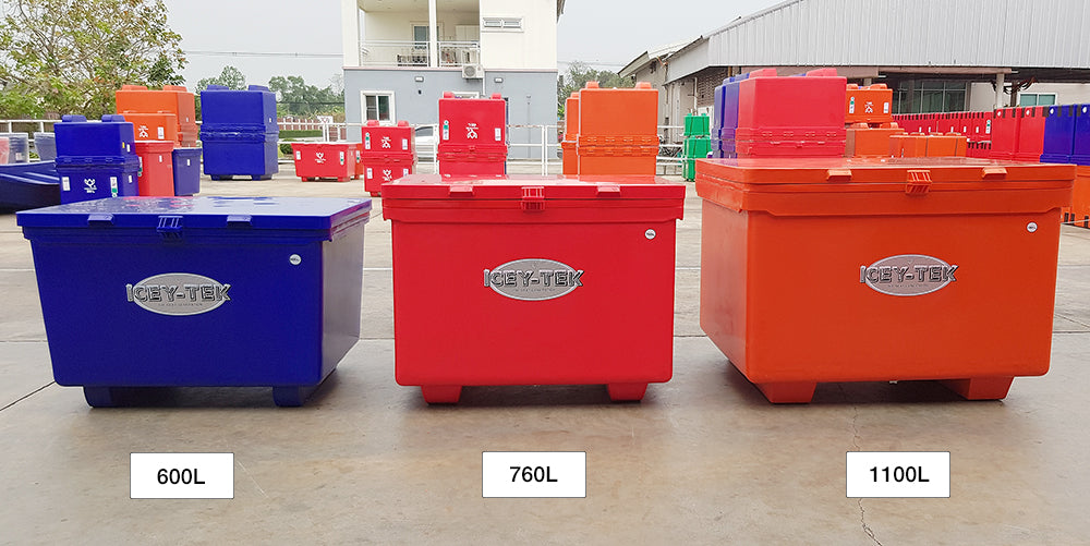 Icey-Tek 600, 760 and 1,100 Litre Large Cool Boxes With Forklift Runners
