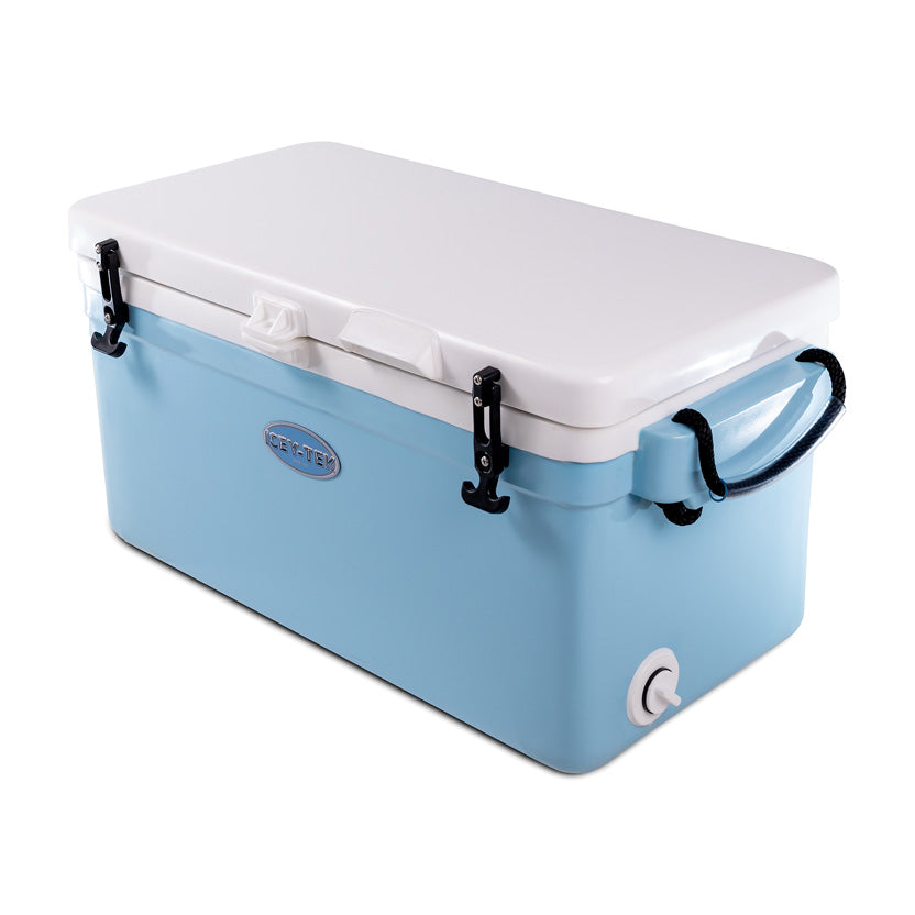 Icey-Tek 56 Litre Long Cool Box In Baby Blue + White