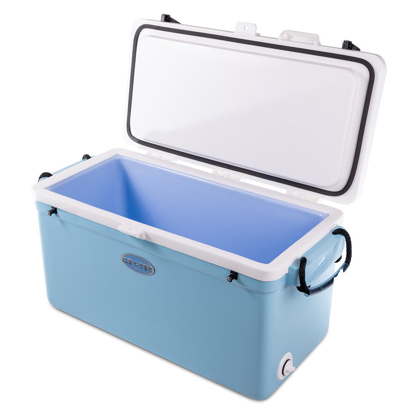 Icey-Tek 70 Litre Long Cool Box In Baby Blue + White