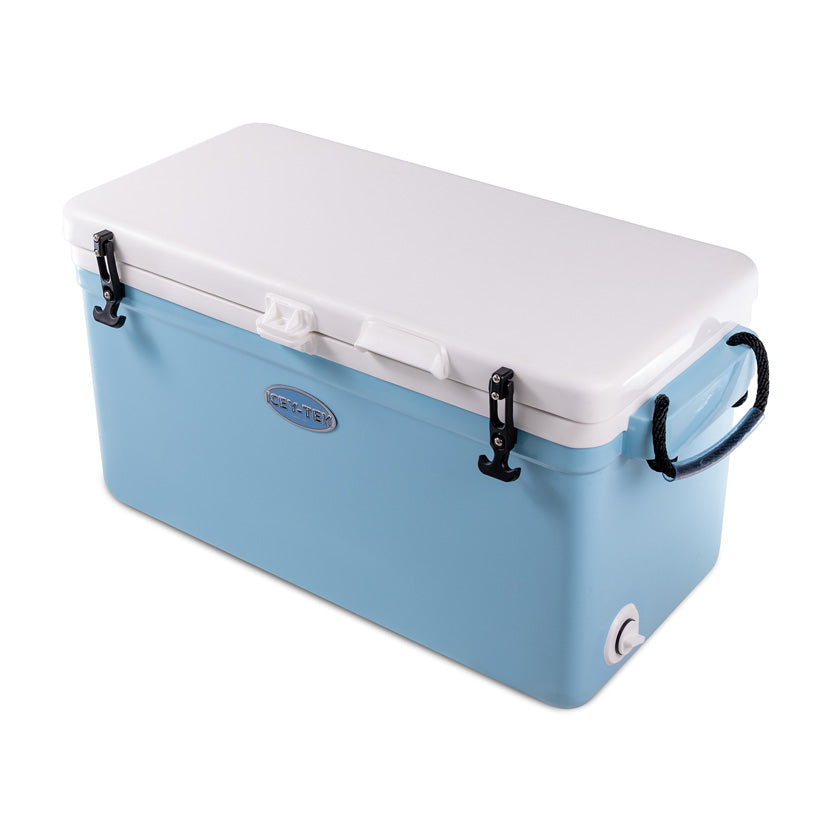 Icey-Tek 70 Litre Long Cool Box In Baby Blue + White