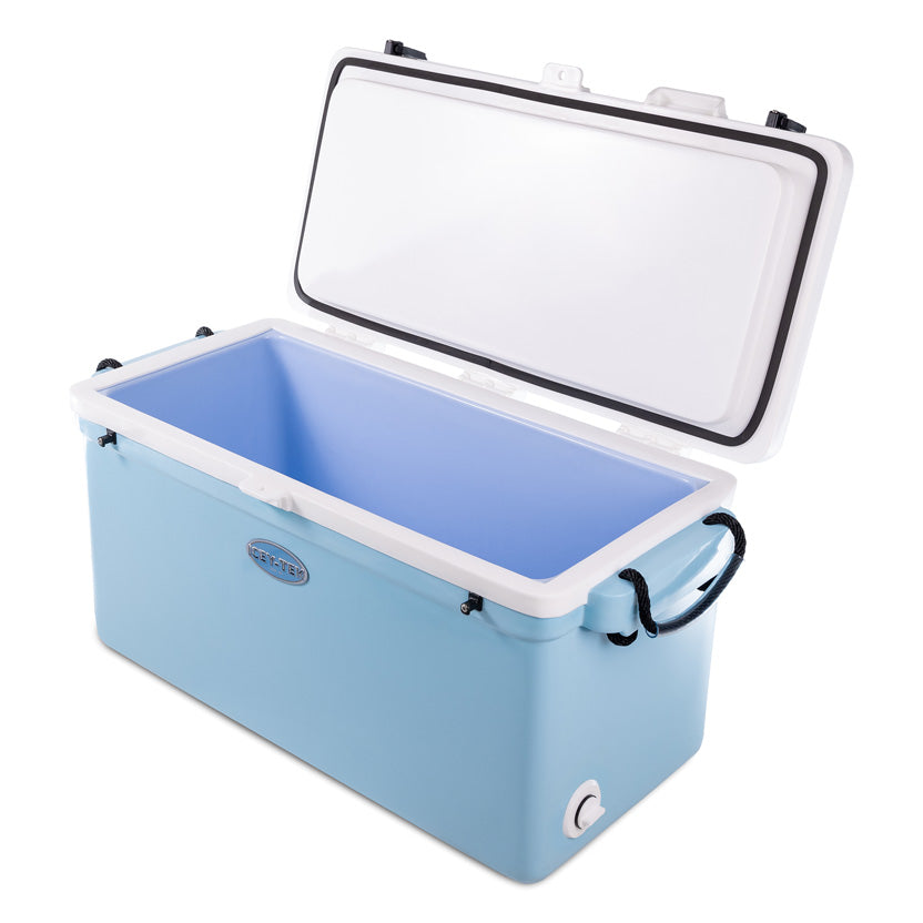 Icey-Tek 90 Litre Long Cool Box In Baby Blue + White