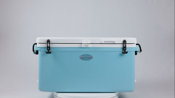 Icey-Tek 90 Litre Long Cool Box In Baby Blue + White